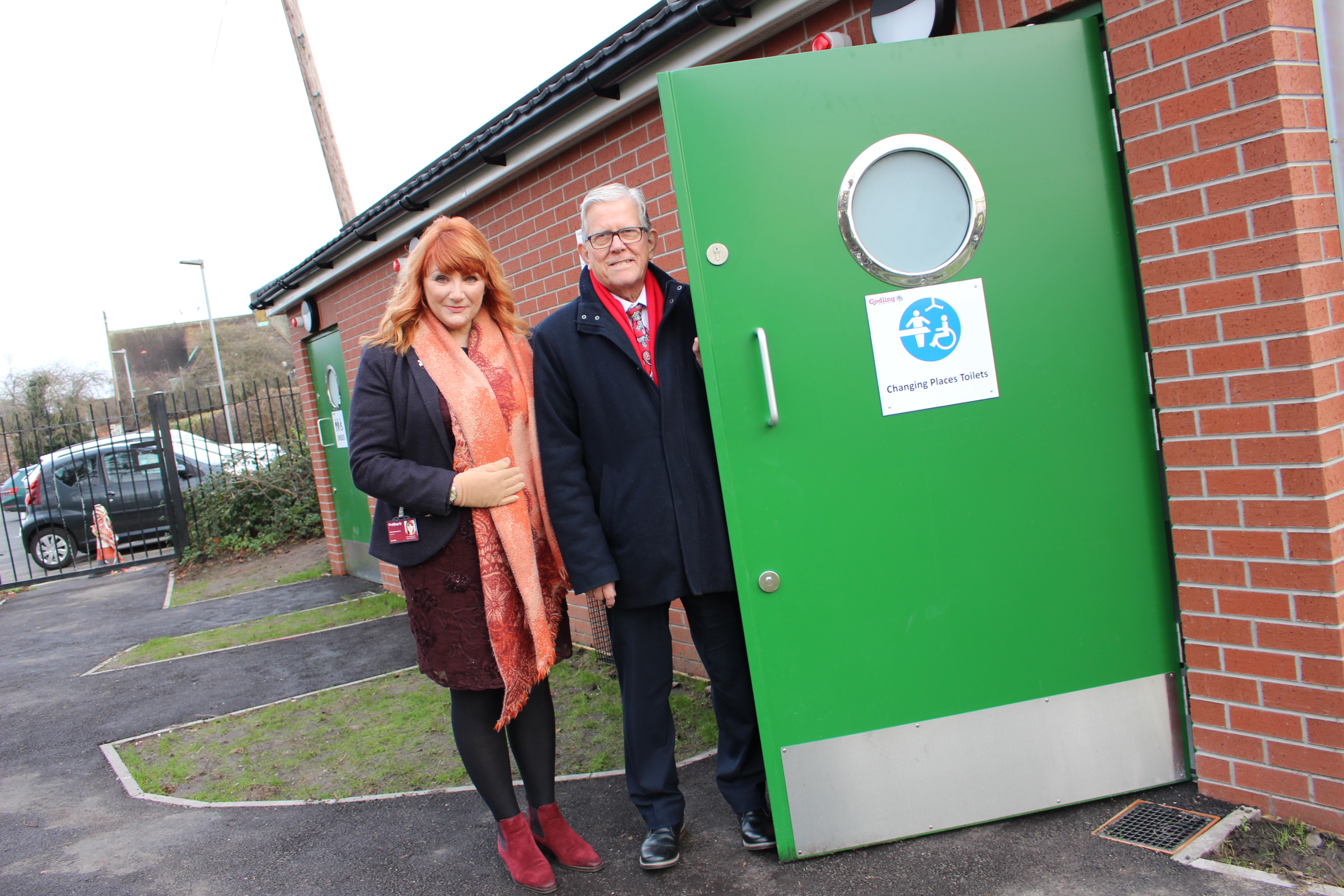 Councillor John Clarke and Councillor Kathryn Fox on location at the new facilites